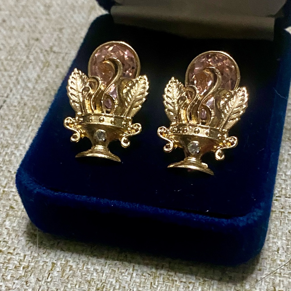Elegant Gold and Pink Earrings